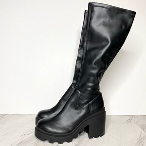 Steve Madden Derby Black Chunky Lug Sole Tall Boot 11M